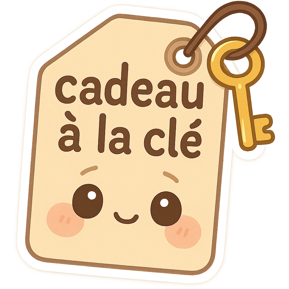 étiquettes avec marqué dessus : cadeau à la clé emoji