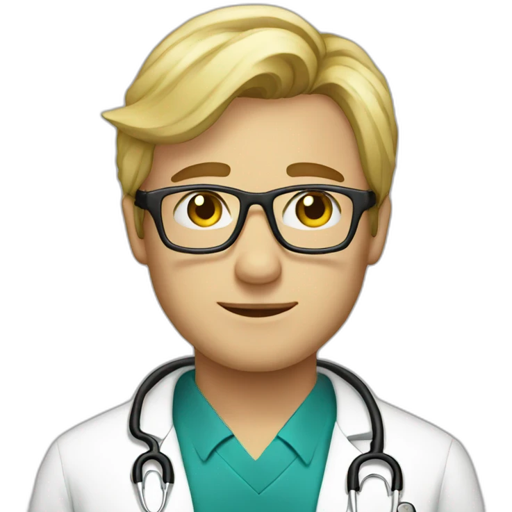 Blond male doctor with glasses profile pic emoji