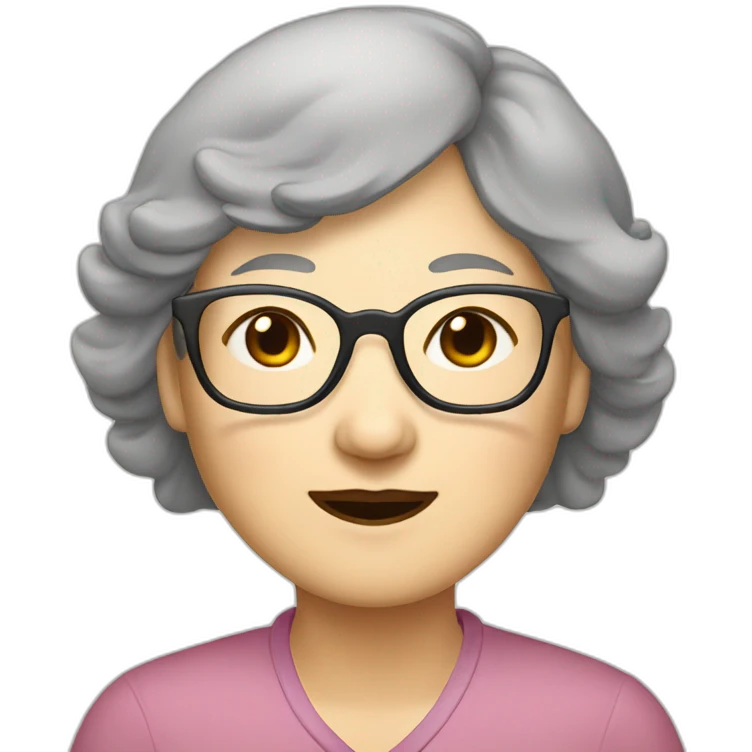 Chinese senior lady wear glasses with sleepylooks emoji