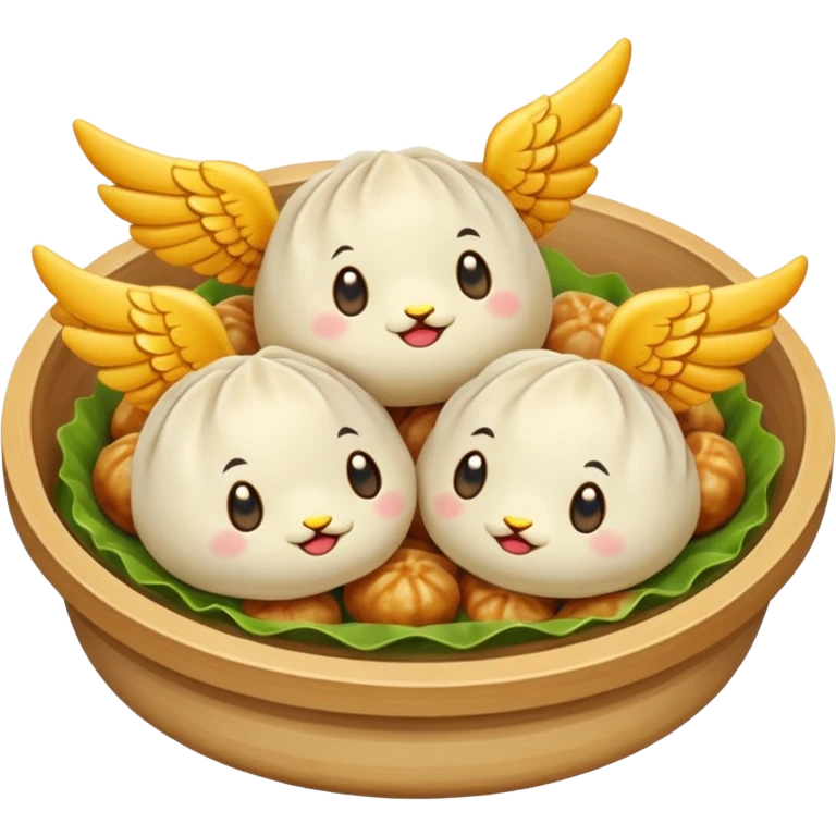 dumpling with wings emoji