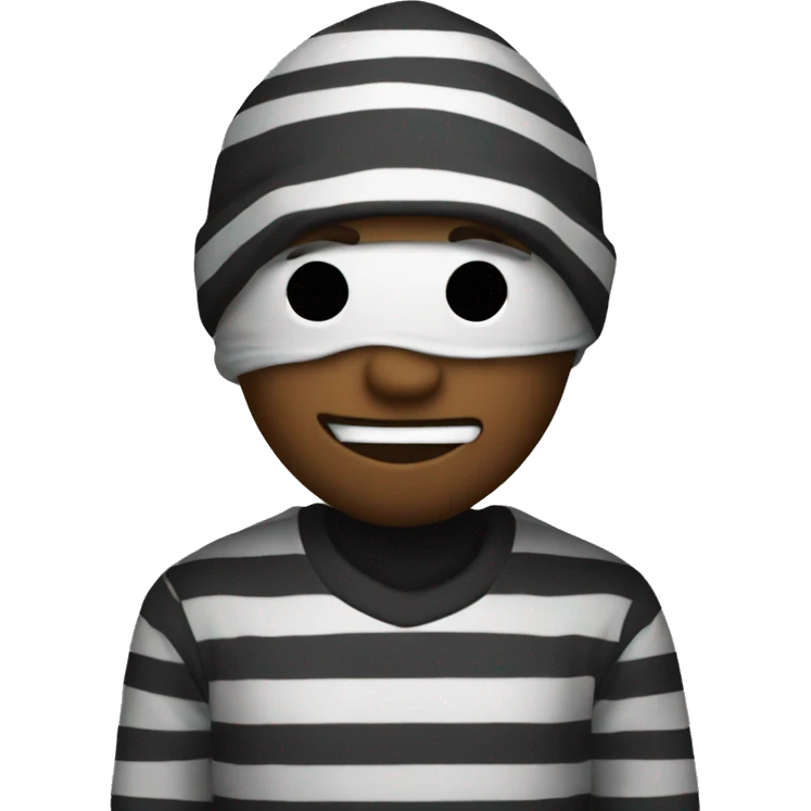 robber emoji with striped jumper emoji