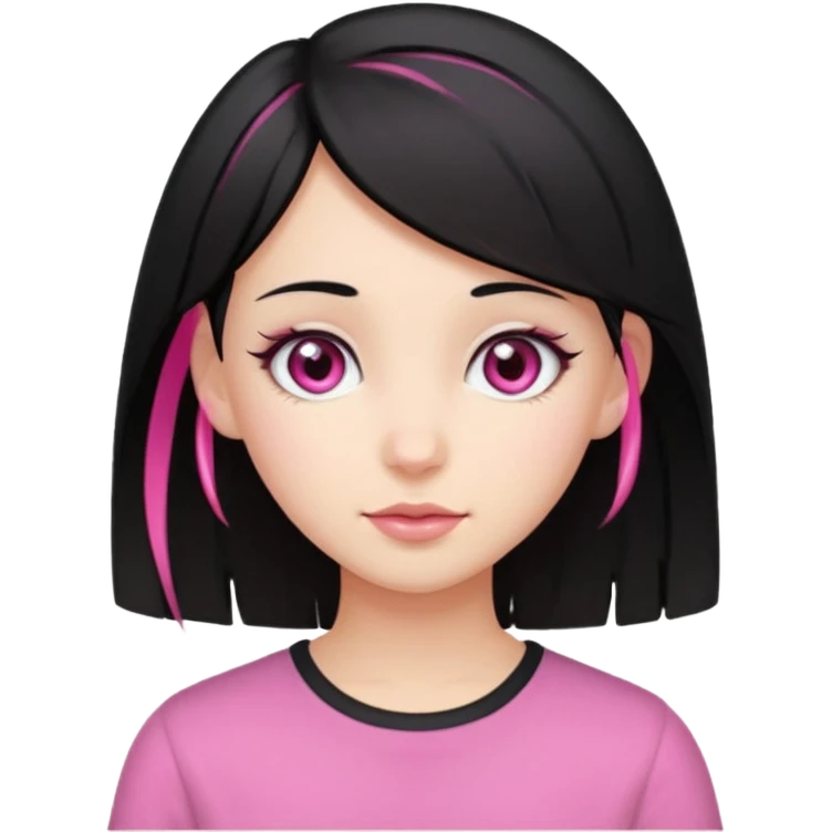 girl with black hair and pink streak by ear emoji