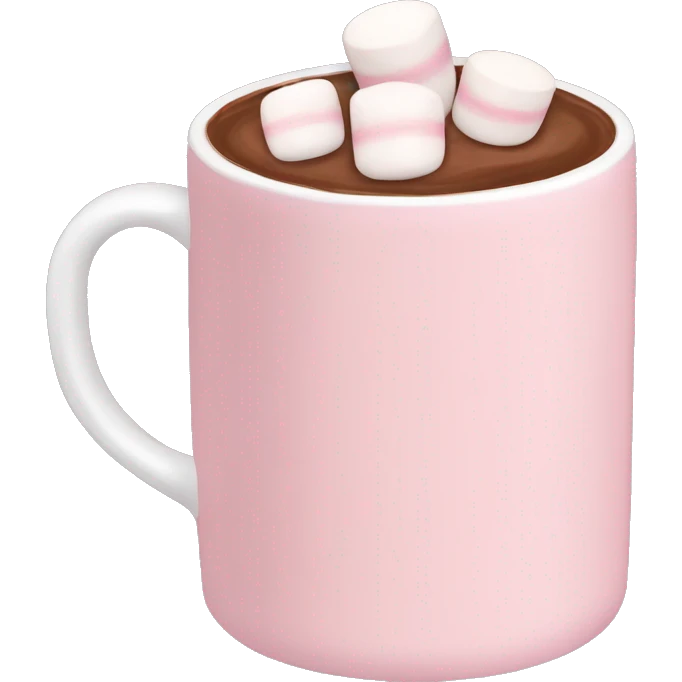 Light Pink mug of hot chocolate with marshmallows  emoji