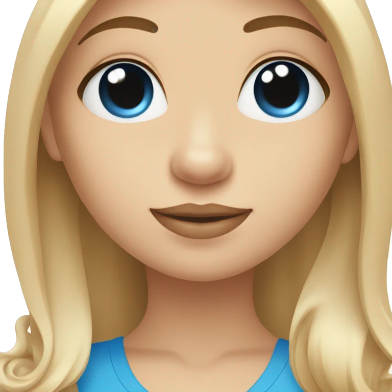 Blonde girl with long straight hair and blue eyes holding a maltipoo  emoji