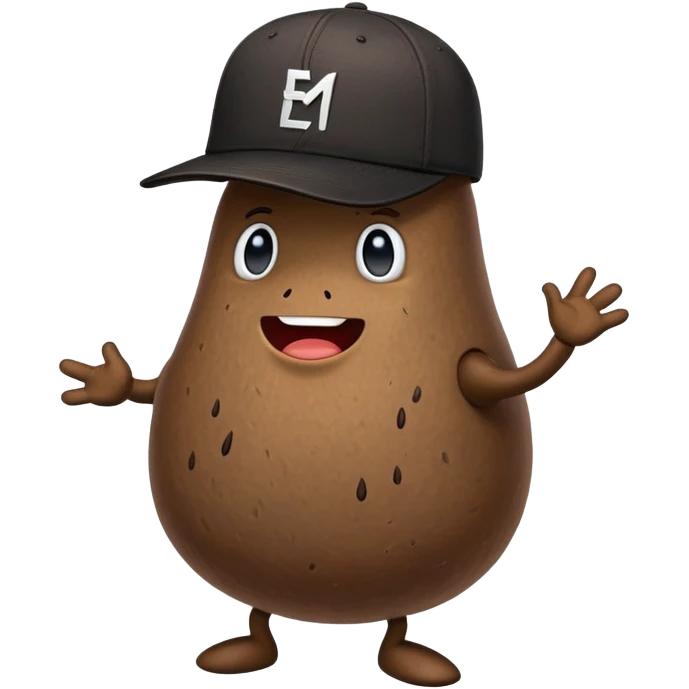 dancing turd wearing a black Elon Musk cap emoji