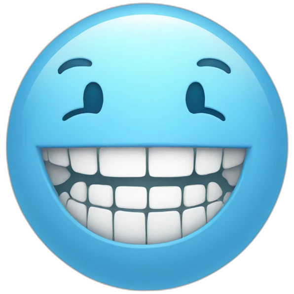 a round light blue bubble with teeth emoji