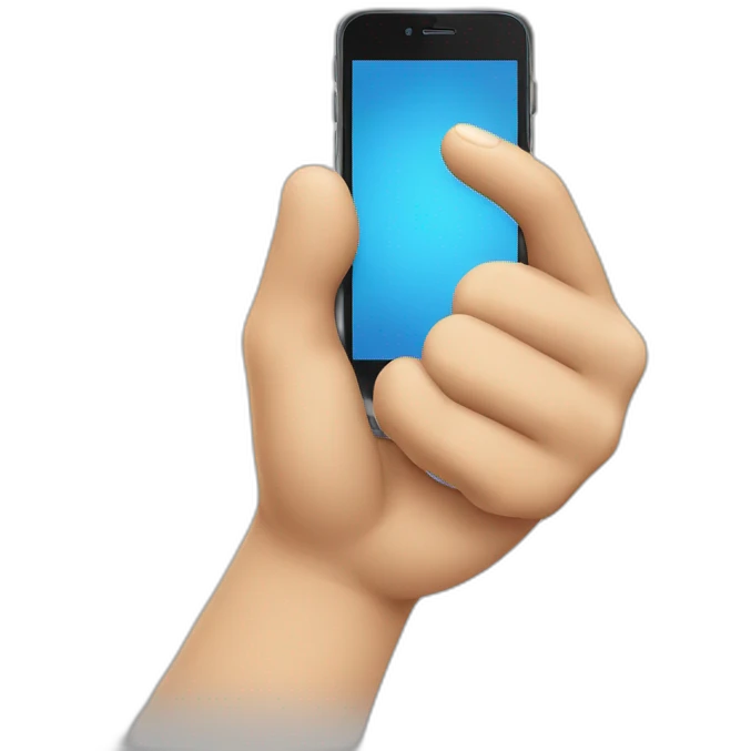 a hand holding a smartphone showing a thumbs up emoji emoji
