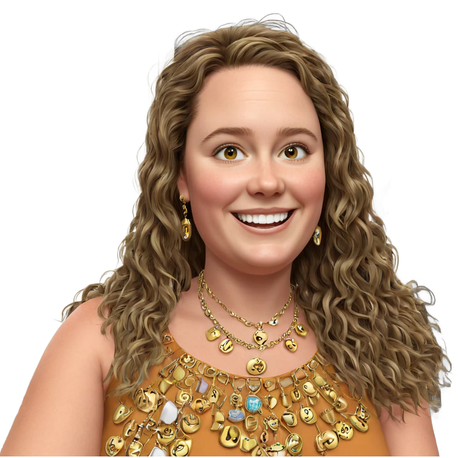 happy girl with jewelry smile emoji