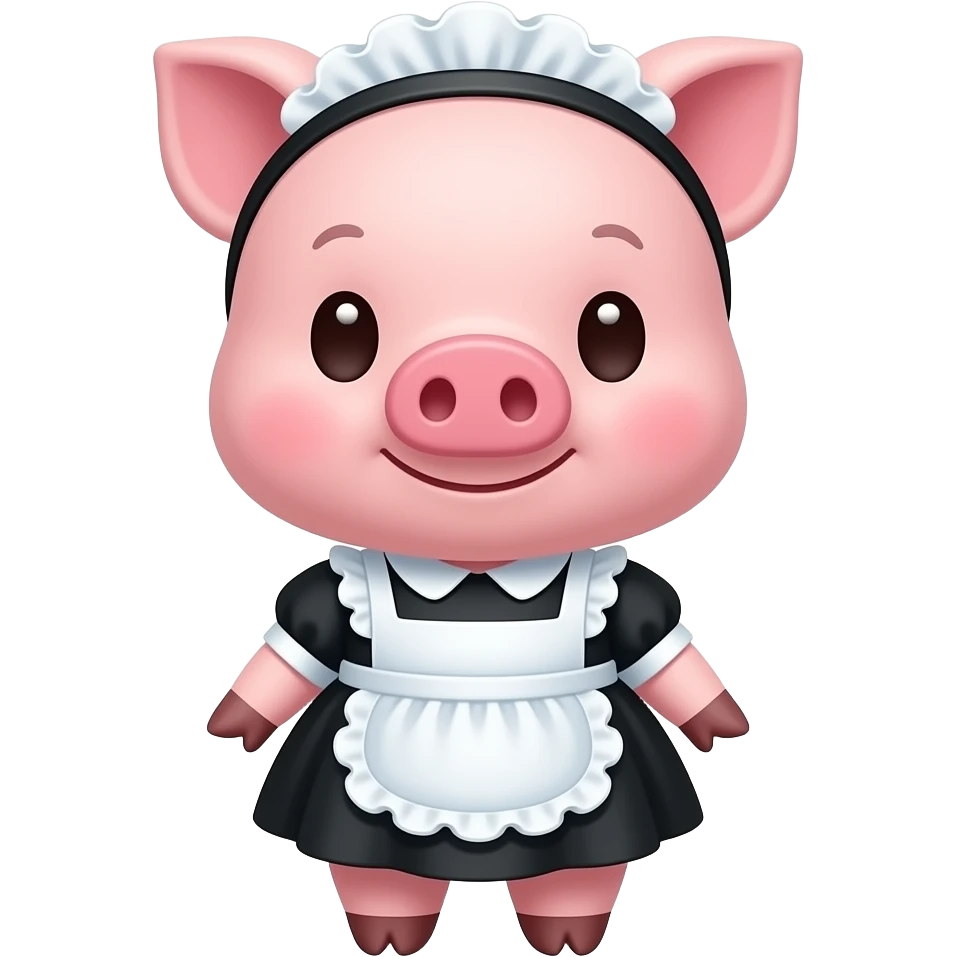 cute pig in maid dress closeup emoji