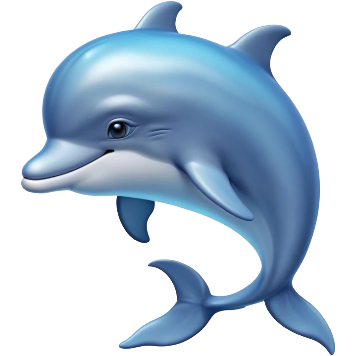 Cinematic Noble Dolphin Portrait Emoji, Poised and graceful, with a sleek, streamlined body of smooth, silvery-blue skin and a gentle, arched dorsal fin, deep, soulful eyes exuding intelligence, Simplified yet sharp and sophisticated features, highly detailed, glowing with a soft, aquatic luminescence, high shine, intelligent and elegant, stylized with an air of oceanic majesty, focused and fluid, soft glowing outline, capturing the essence of a watchful and confident marine guardian that seems ready to leap out of the screen with effortless authority! emoji