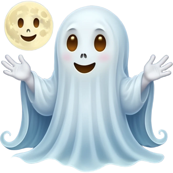 👻🌙✨ Friendly ghost under moonlight emoji