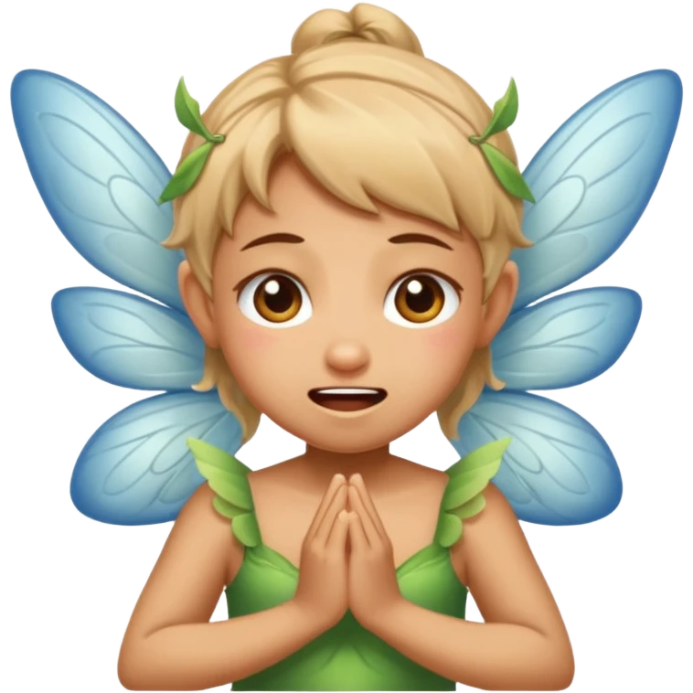 A little fairy, with wings,  , do more different emotional, she cry, smail  tayd , angry, hungry, emoji