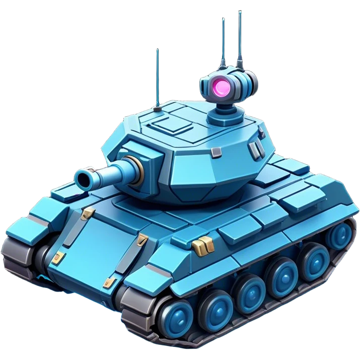 Clash of Clans aesthetic: Cinematic Playful 3D Isometric Space Tank Emoji, rendered in a 3D vector-style similar to standard emojis with minimal shading and bold, simplified shapes. A compact, distinct form with signature details, softly glowing with a futuristic sci-fi warfare charm. Simplified yet unmistakably iconic, highly detailed and consistent, glowing with a soft radiance and high shine. Stylized with a touch of high-tech brilliance and a soft glowing outline, capturing the essence of a beloved gaming relic with a friendly, playful manner! emoji