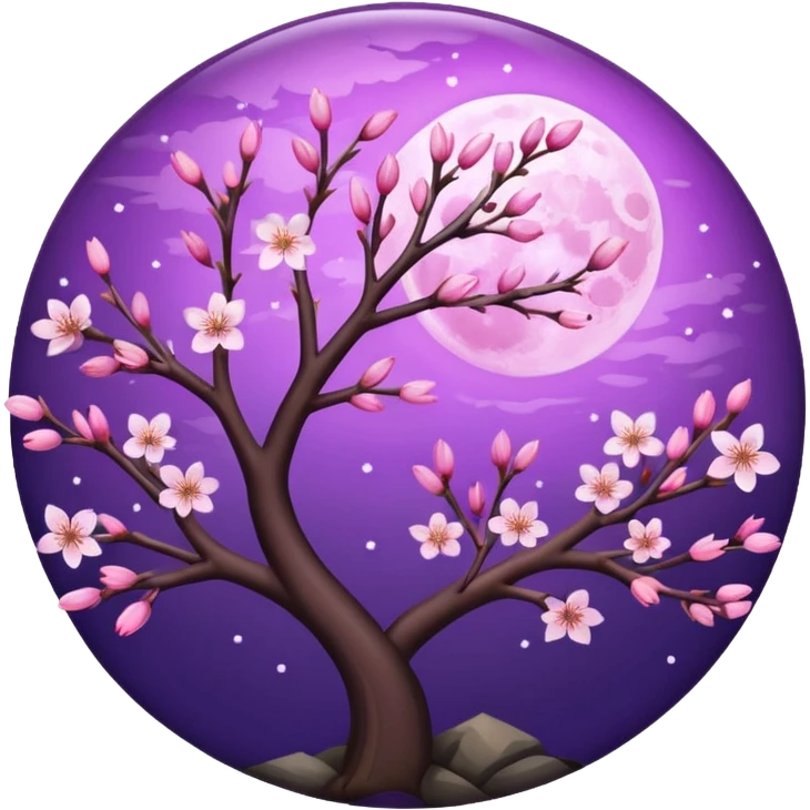purple Moon with cherry blossoms emoji