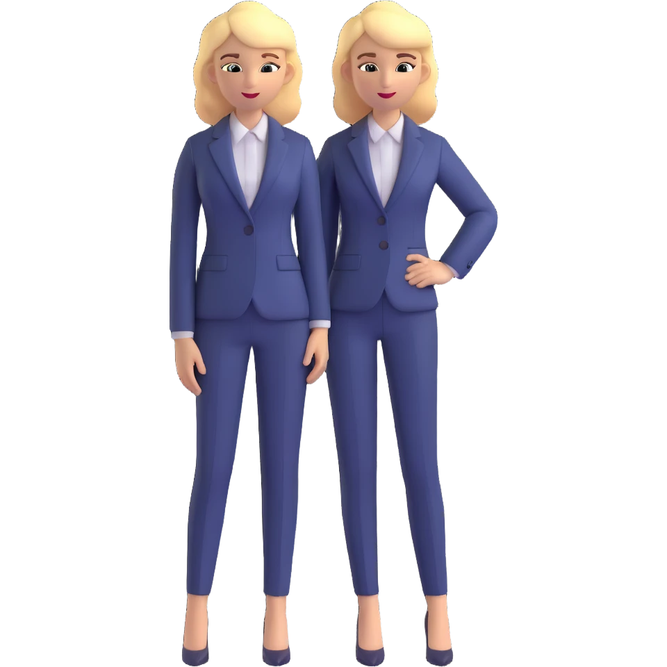 3D emoji style, blonde woman around 40 years old, real estate broker, wearing a suit, confident emoji