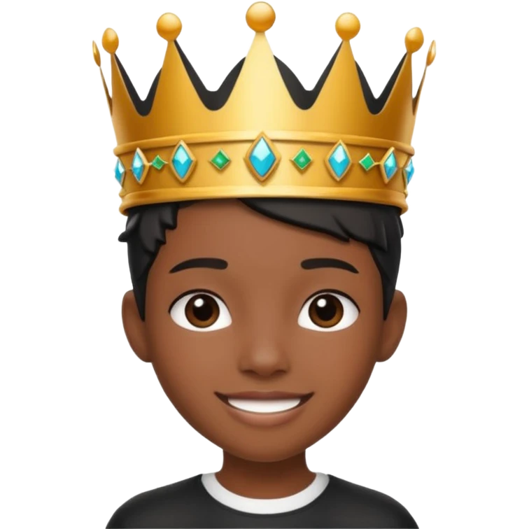 A stylish black teen wearing a hand-crafted crown for fun. emoji