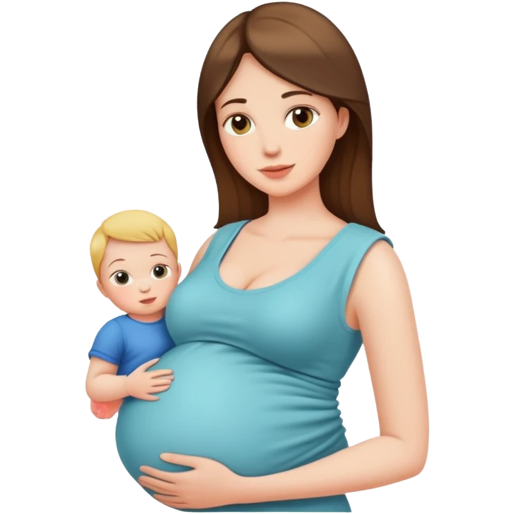 woman in second trimester of pregnancy with baby bump emoji
