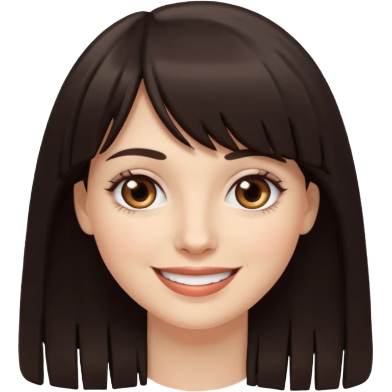White smiling women with a dark brown fringe emoji