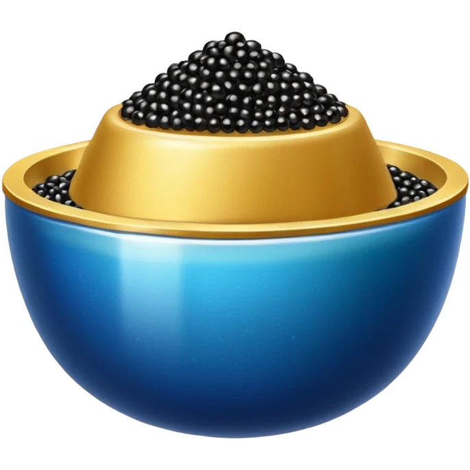 Cuenco azul y dorado con caviar emoji