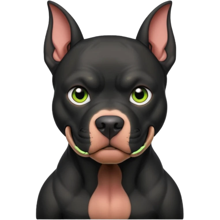 fully black pitbull with floppy goblin ears emoji