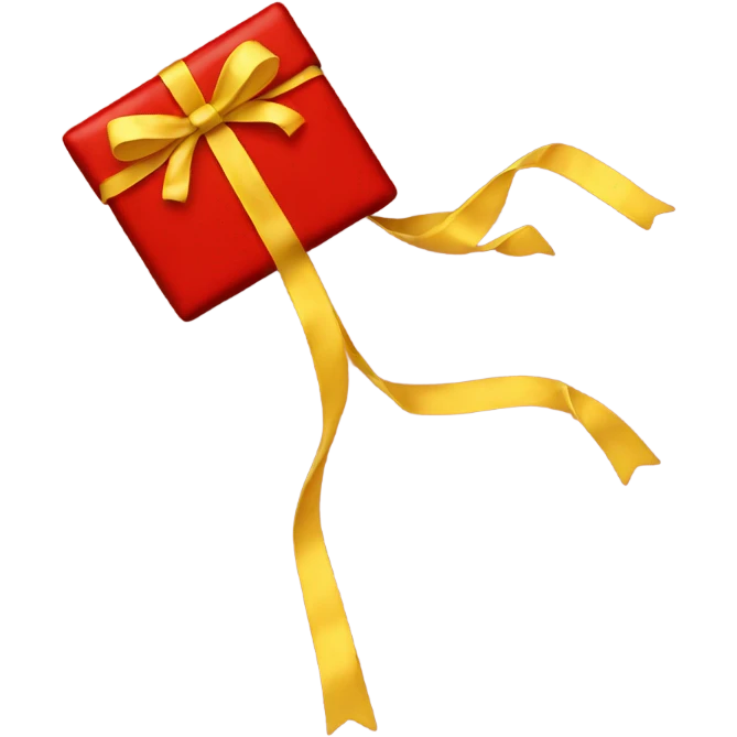 Red Christmas gift with yellow ribbon  emoji