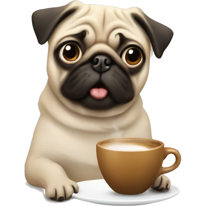 Pug drinking coffee emoji