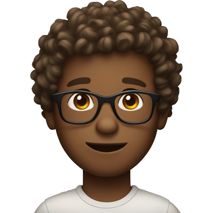 curly brown headed boy with glasses emoji