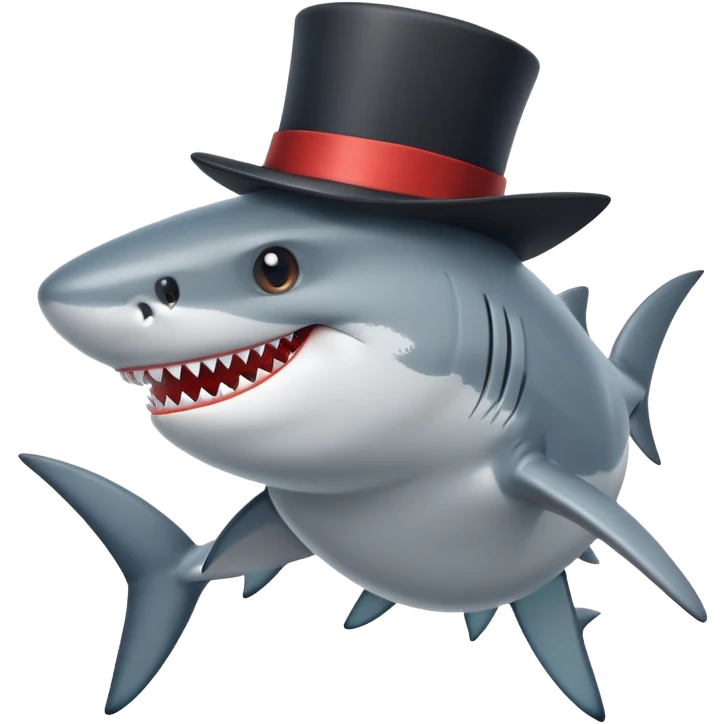 Shark with a top hat emoji