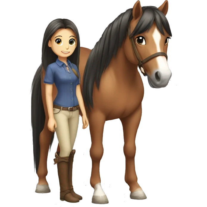 poney tail girl and horse emoji