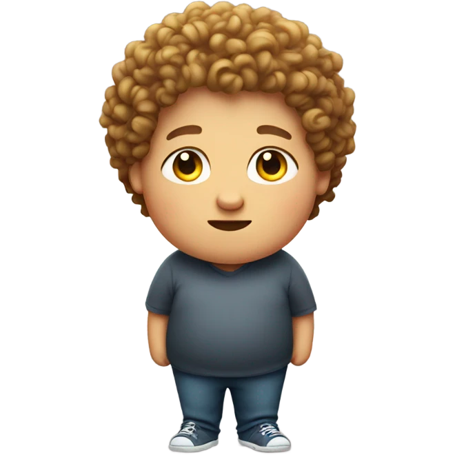 An obese boy with curly hair emoji