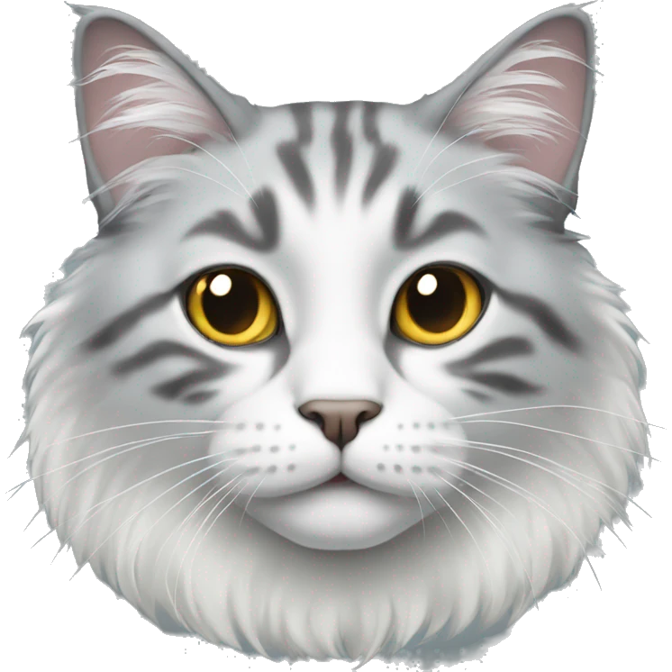 Long hair white/gray cat emoji