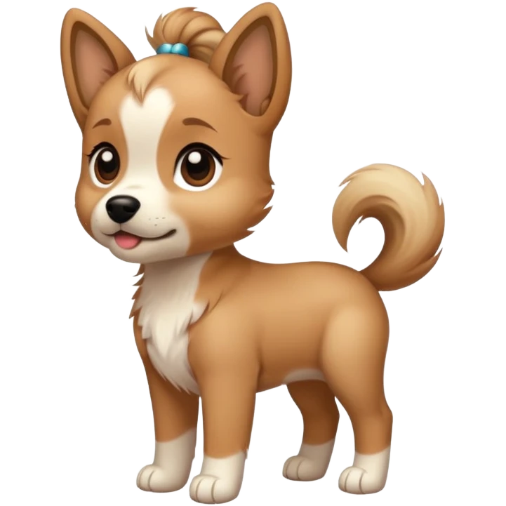 Puppy with high ponytail emoji