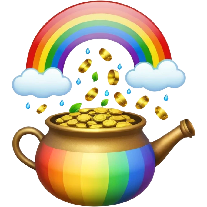 rainbow with a pot of gold cute emoji
