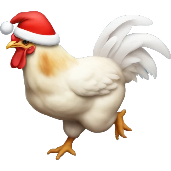 Chicken running in a Santa hat emoji