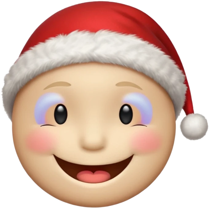 Smiley face smiles with closed eyes in a red Christmas hat emoji