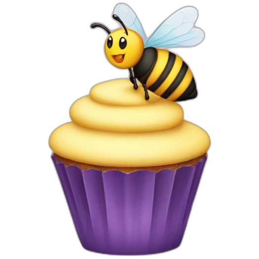 cupcake with bee emoji