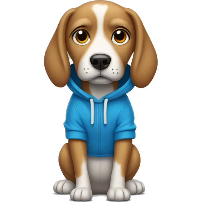 Dog wearing a blue hoodie emoji