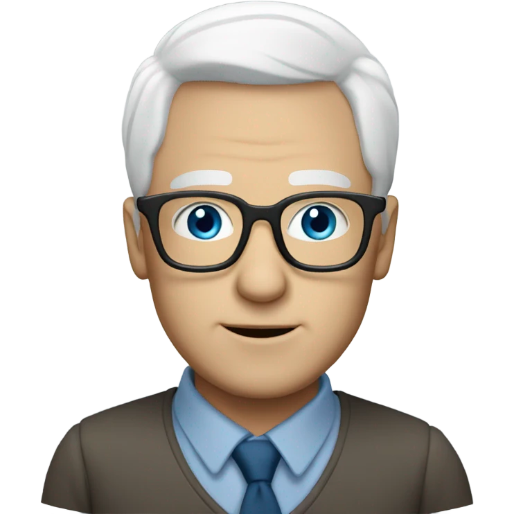 white hair man blue eyes glasses emoji