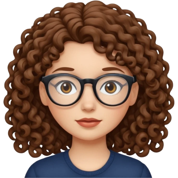 White girl with curly brown hair and glasses emoji