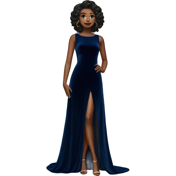 navy blue velvet thigh slit dress emoji