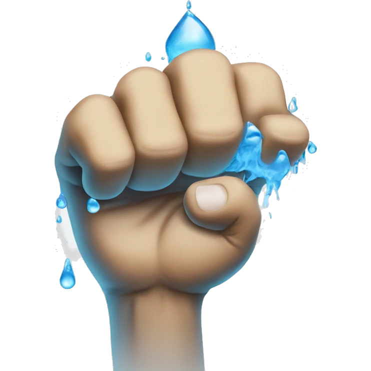 a fist with water droplets coming out of it emoji