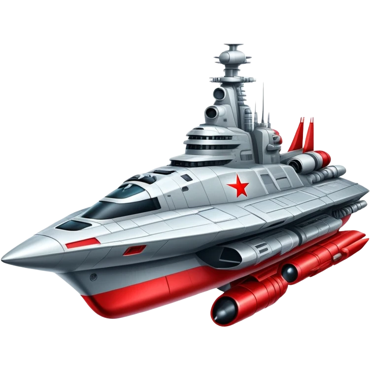 Futuristic Russian battle cruiser spaceship with red star insignia emoji
