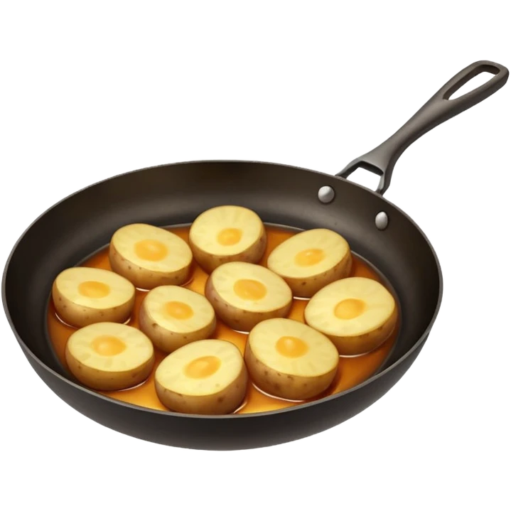 potato being heated in a frying pan emoji