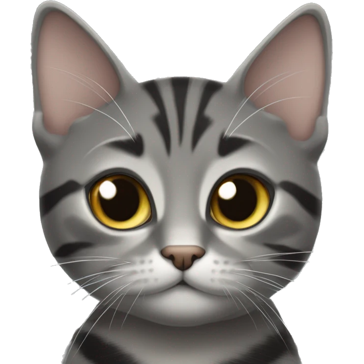 Black and gray tabby cat looking lovingly into my eyes emoji