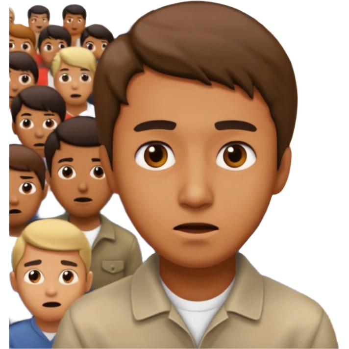 a famous artist FEELING FEAR, with the audience BEHIND HIM emoji