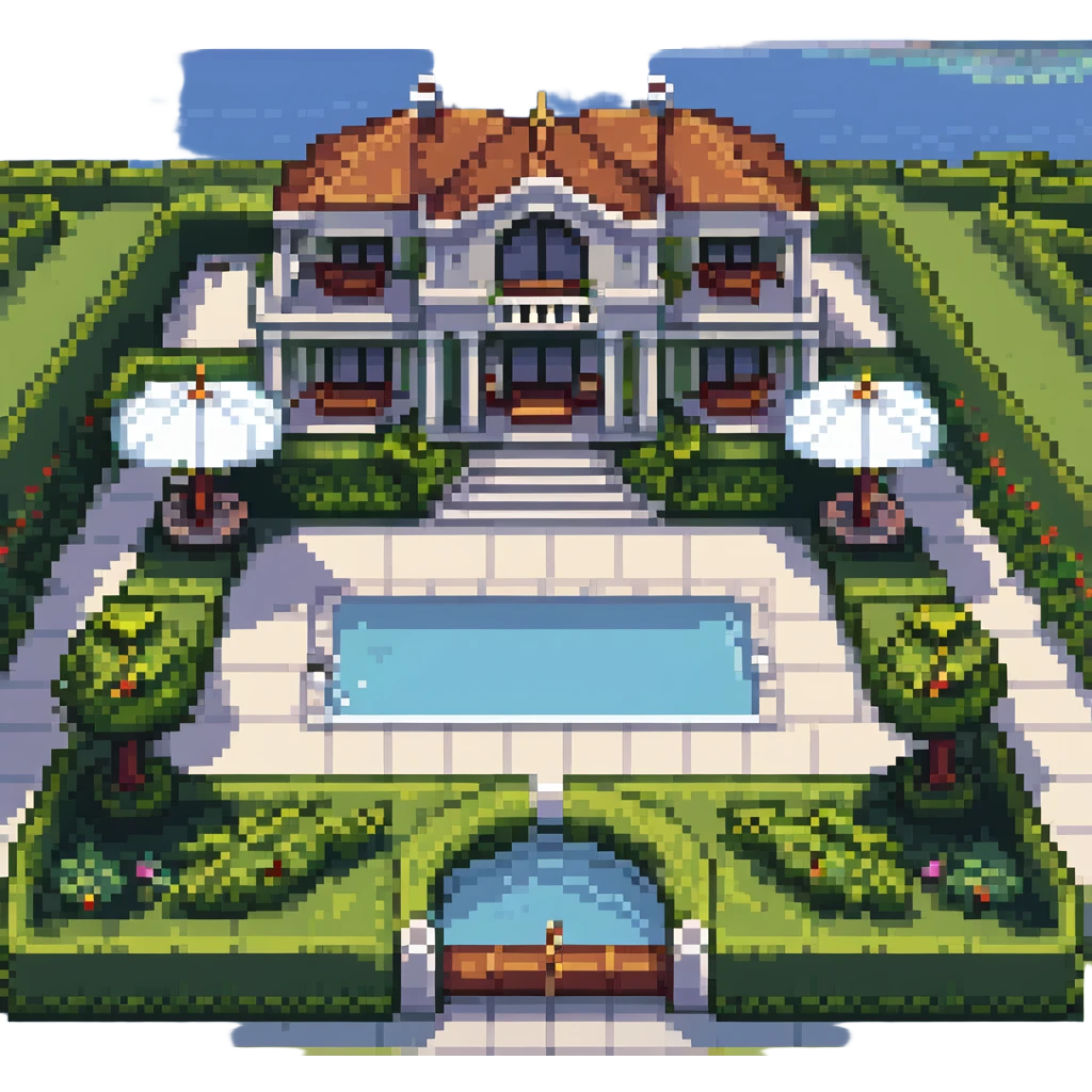 grand villa with detailed landscaping emoji