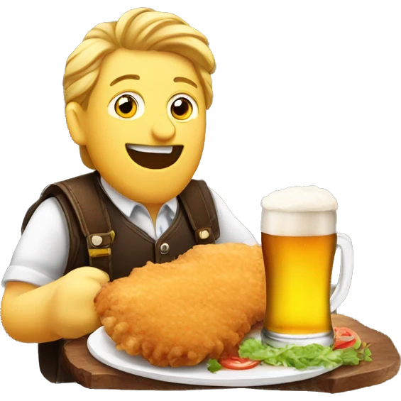 austrian eating schnitzel and drinking beer emoji
