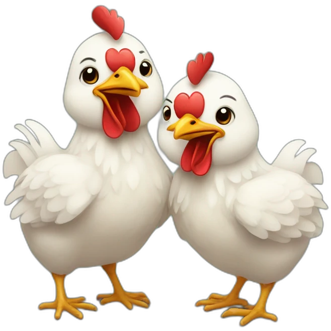 Two chickens in love emoji