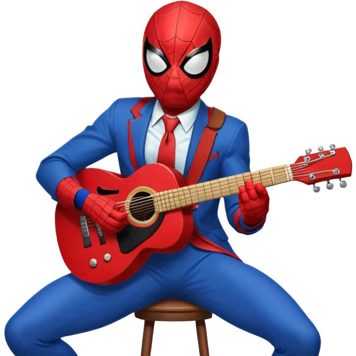 Big spider-man playing in the guitar  emoji