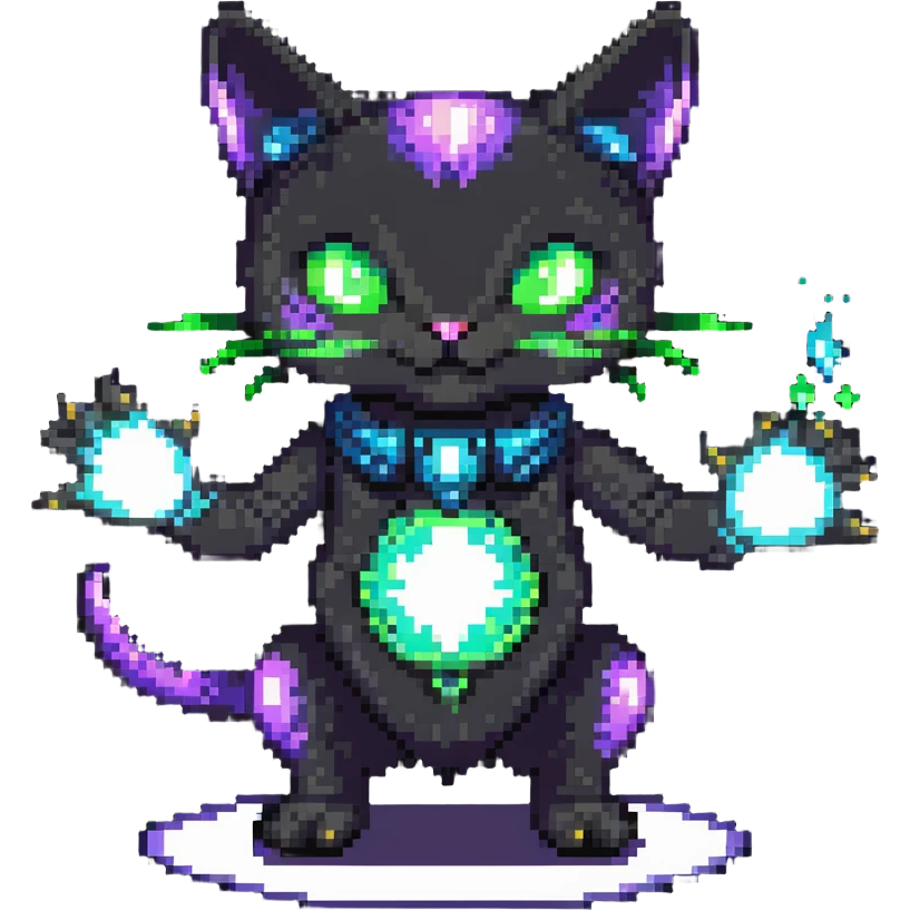 alien cat performing magic with glowing effects emoji